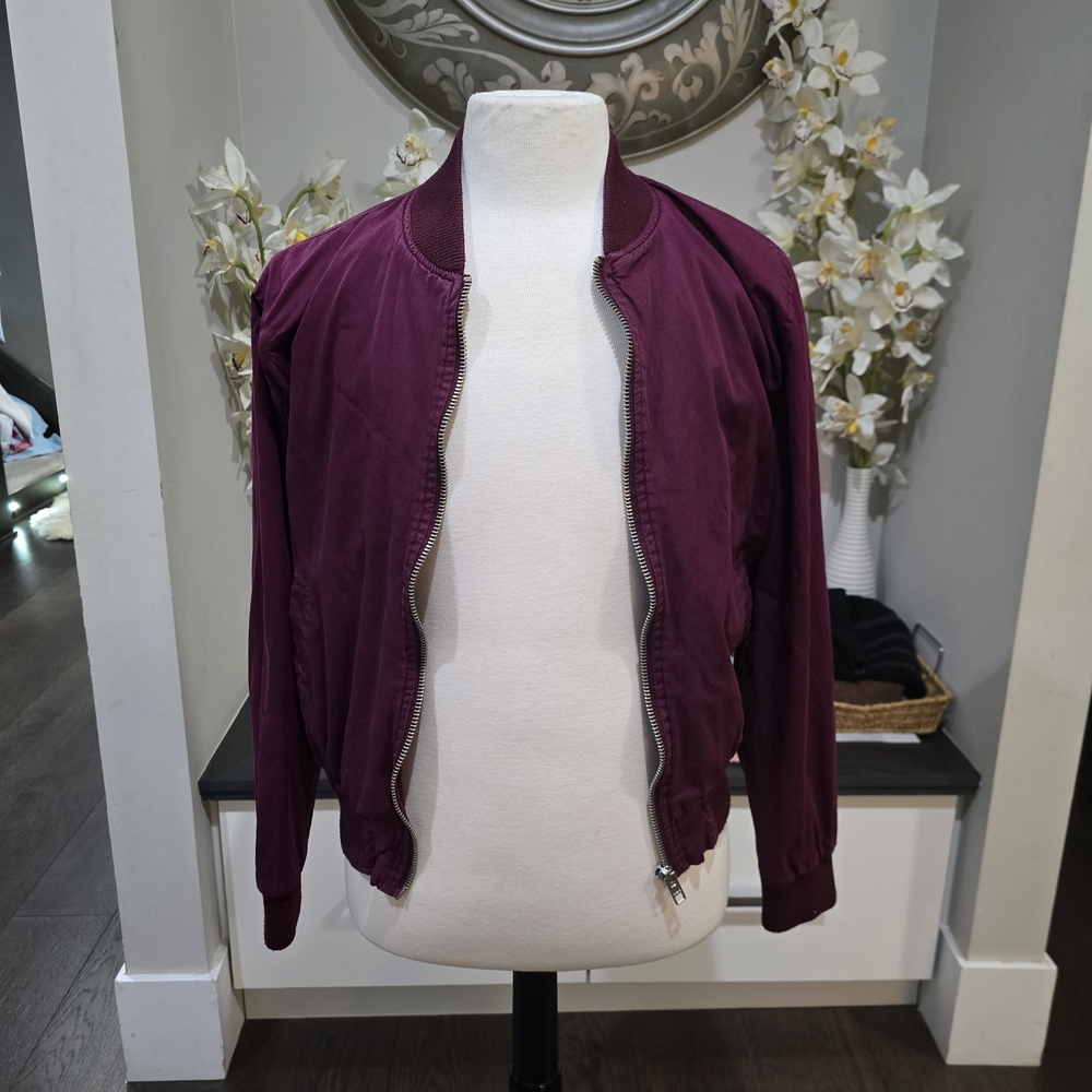 Topman Burgundy Bomber Jacket • Men’s Medium • Lightweight Zip Jacket